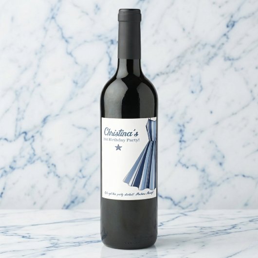 Seaside Stripes Celebration Birthday ワインラベル