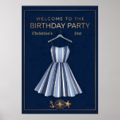 Seaside Stripes Celebration Birthday Poster ポスター (正面)