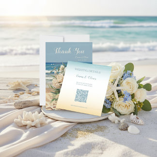 Seaside Theme Wedding QR Code Enclosure Card 招待状