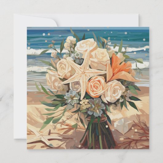 Seaside Theme Wedding QR Code Enclosure Card 招待状 (裏面)