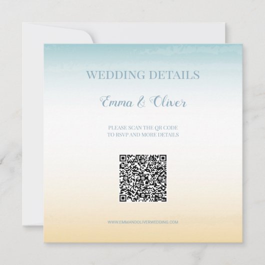 Seaside Theme Wedding QR Code Enclosure Card 招待状 (正面)