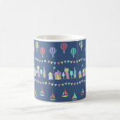 Seaside Town Sail Boats and Bunting Blue コーヒーマグカップ (中央)