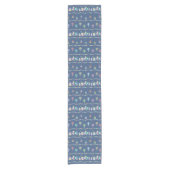 Seaside Town Sail Boats and Bunting Pattern Blue ショートテーブルランナー (正面)