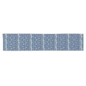 Seaside Town Sail Boats and Bunting Pattern Blue ショートテーブルランナー (横)