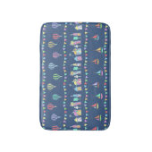 Seaside Town Sail Boats and Bunting Pattern Blue バスマット (正面縦)