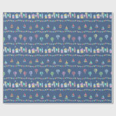 Seaside Town Sail Boats and Bunting Pattern Blue ラッピングペーパー (フラット)