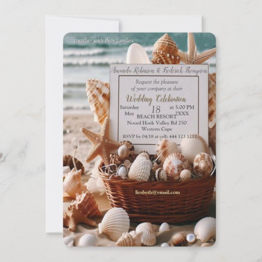 Seaside Wedding Celebrations on the Beach 招待状 (正面)