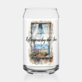 Seaside Window View Watercolor Coastal Scene ガラス缶 (裏面)