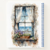 Seaside Window View Watercolor Coastal Scene ノートブック (裏面)