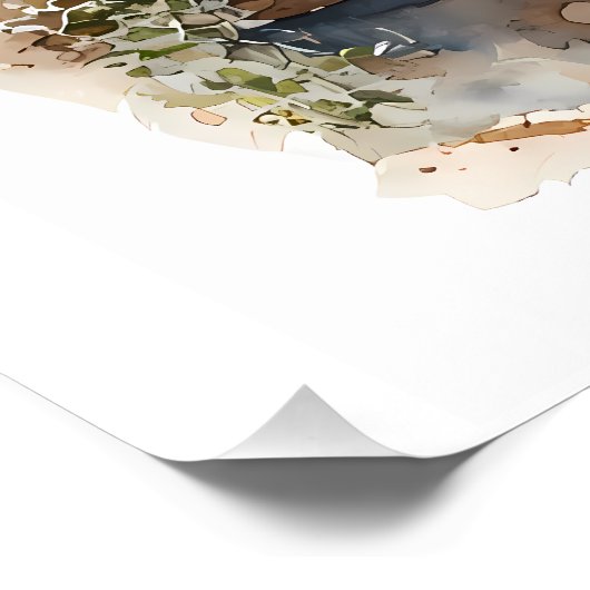 Seaside Window View Watercolor Coastal Scene ポスター (コーナー)