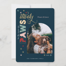 Season For Pawsitivityおもしろいネイビーブルーペットドッグ写真 シーズンカード