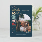 Season For Pawsitivityおもしろいネイビーブルーペットドッグ写真 シーズンカード (スタンド正面)