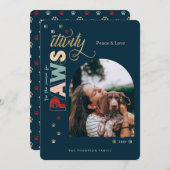 Season For Pawsitivityおもしろいネイビーブルーペットドッグ写真 シーズンカード (正面/裏面)