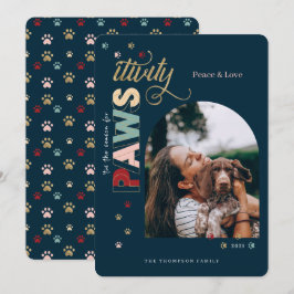 Season For Pawsitivityおもしろいネイビーブルーペットドッグ写真 シーズンカード
