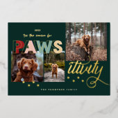 Season For PawsitivityおもしろいPet 3フォトコラージュ 箔シーズンカード (正面)