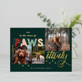 Season For PawsitivityおもしろいPet 3フォトコラージュ 箔シーズンカード (立ち正面)