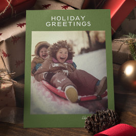 Season Greetingsミニマルモダンリストの署名写真 シーズンカード