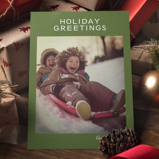 Season Greetingsミニマルモダンリストの署名写真 シーズンカード