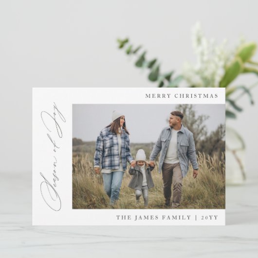 Season of Joy家族の写真クリスマス シーズンカード (スタンド正面)