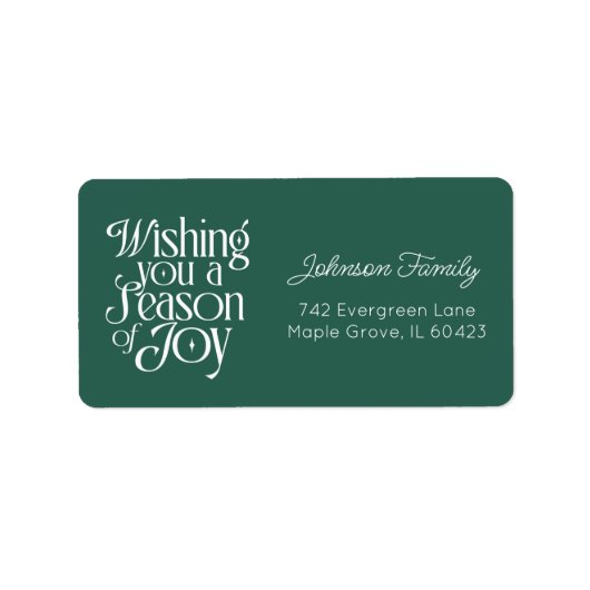 Season of Joy Holiday Label Personalized Large ラベル (正面)