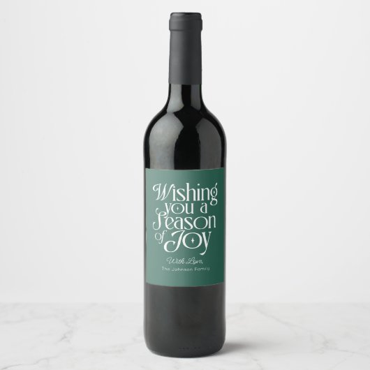 Season of Joy Holiday Wine Label Personalized ワインラベル (正面)