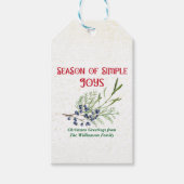 Season of Simple Joys Blue Juniper Christmas ギフトタグ (正面)