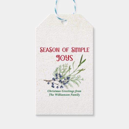 Season of Simple Joys Blue Juniper Christmas ギフトタグ (正面)