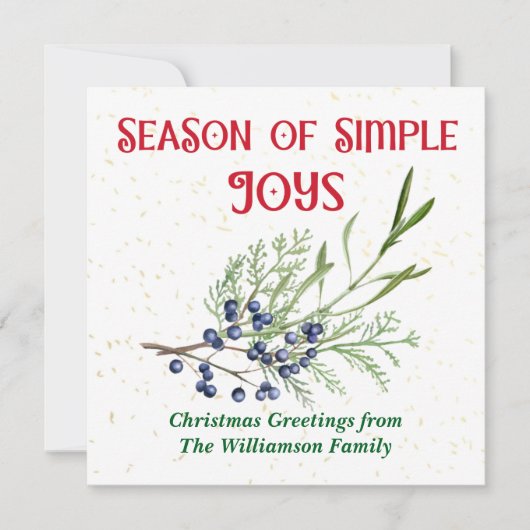 Season of Simple Joys Blue Juniper Christmas シーズンカード (正面)