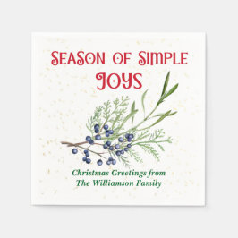 Season of Simple Joys Blue Juniper Christmas スタンダードカクテルナプキン