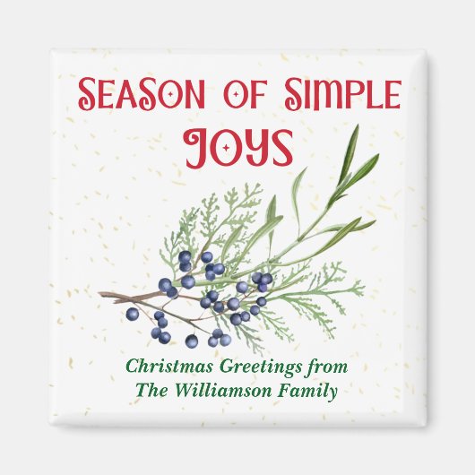 Season of Simple Joys Blue Juniper Christmas マグネット (正面)