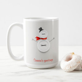 Season’s Greetings Button Snowman Holiday Mug コーヒーマグカップ