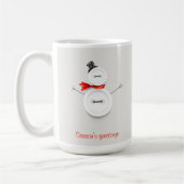 Season’s Greetings Button Snowman Holiday Mug コーヒーマグカップ (左)