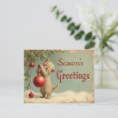 Season’s Greetings Kitten Postcard – Add Your Text シーズンポストカード (スタンド正面)