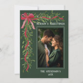 Season’s Greetings Mistletoe Photo Christmas シーズンカード (正面)
