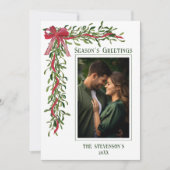 Season’s Greetings Mistletoe Photo Christmas シーズンカード (正面)