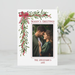 Season’s Greetings Mistletoe Red Photo Christmas シーズンカード