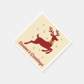 Season’s Greetings Red Reindeer Paper Napkin スタンダードカクテルナプキン (角)