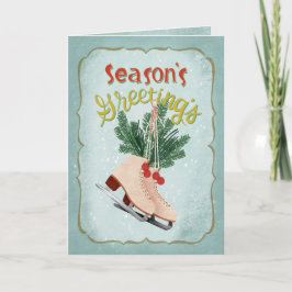 Season’s Greetings Vintage Ice Skates Holiday カード
