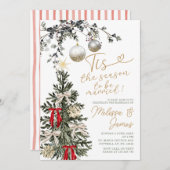 Season To Be Married Christmas Tree Bauble Wedding 招待状 (正面/裏面)