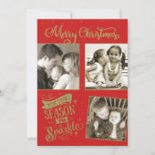 Season to Sparkleクリスマスグリッターカスタム3枚の写真 シーズンカード (正面)