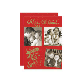 Season to Sparkleクリスマスグリッターカスタム3枚の写真 シーズンカード