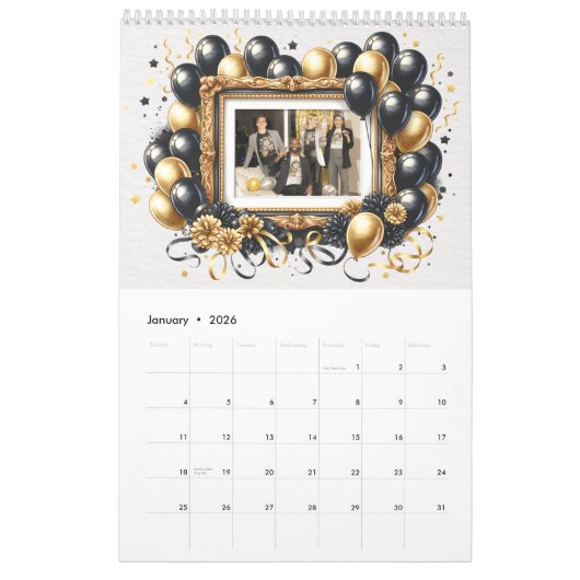 Seasonal Custom Photo Frame Calendar カレンダー (1月 2026)