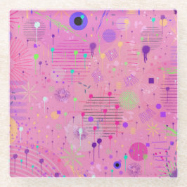 Seasonal Fruit Salad: Abstract Painting ガラスコースター