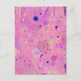 Seasonal Fruit Salad: Abstract Painting ポストカード