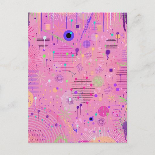 Seasonal Fruit Salad: Abstract Painting ポストカード (正面)