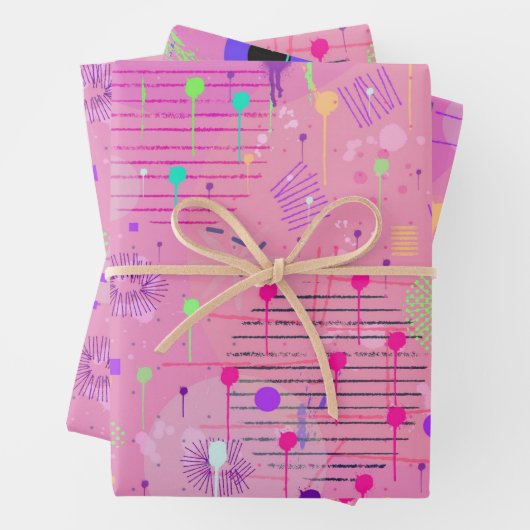 Seasonal Fruit Salad: Abstract Painting ラッピングペーパーシート (インサイチュ)