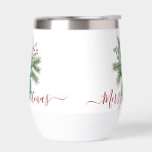Seasonal Greenery with Red Script Holiday Message (左面)