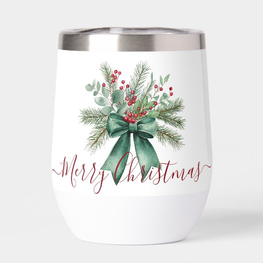 Seasonal Greenery with Red Script Holiday Message (背面)
