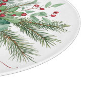 Seasonal Greenery with Red Script Holiday Message カッティングボード (角)