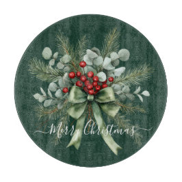 Seasonal Greenery with White Script  カッティングボード